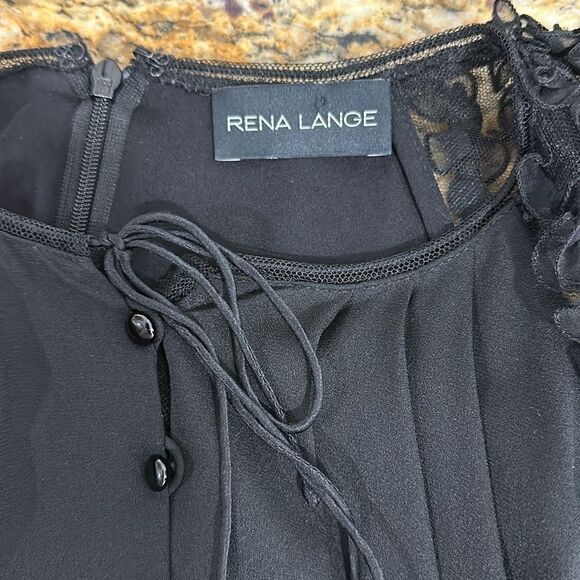 Rena Lange Black Lace Short Sleeve Button Closure Dress Size M - Picture 6 of 10